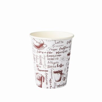 Drinkbekers, Karton "To Go" rond 250 ml Ø 8 cm · 9,2 cm wit "Coffee" 8oz