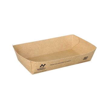 100% plasticvrij snackbakje / frietbakje met Notpla coating 10,5 x 17 cm FSC