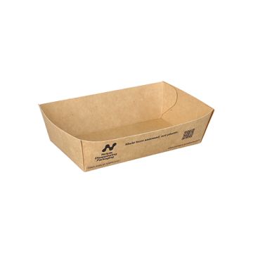 100% plasticvrij snackbakje / frietbakje karton met Notpla coating 8,5 x 13,5 cm FSC