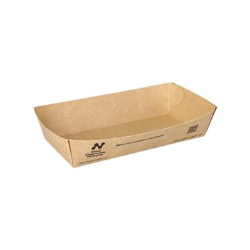 100% plasticvrij snackbakje / frietbakje met Notpla coating 8,5 x 16,5 cm FSC