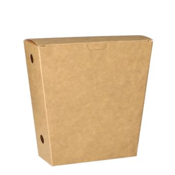 Friet Cones, kraft karton "pure" 1200 ml 4,3 cm x 14,5 cm x 11 cm bruin met vaste deksel