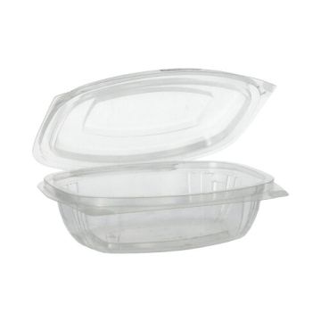 Saladebakken met  deksels, PLA "pure" 375 ml 4,8 cm x 16,1 cm x 13,2 cm glashelder