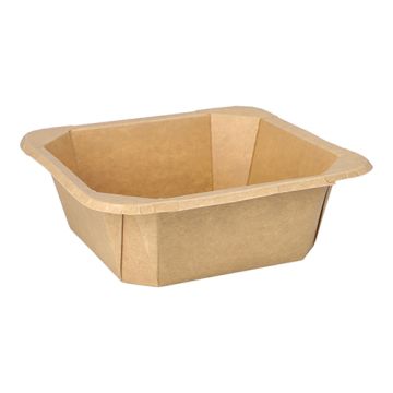 Kartonnen saladebak kraft XXL 1200 ml 6 cm x 18 cm x 18 cm salade bowl vierkant bruin