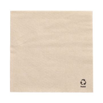 Servetten gerecycled papier 1-laags 1/4 vouw 33 x 33 cm FSC naturel