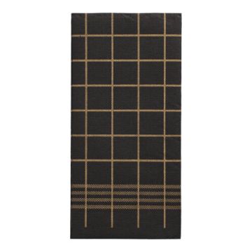 Servetten 2-laags 1/8 vouw 39 x 40 cm  "PUNTO" FSC zwart/goud "Kitchen towel" microreliëf