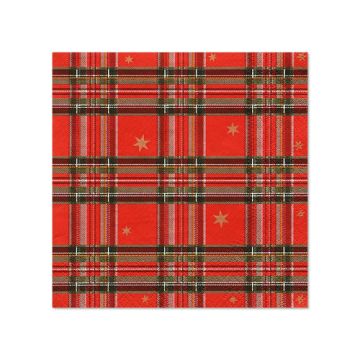 Servetten 3-laags 1/4 vouw 25 cm x 25 cm "Tartan"