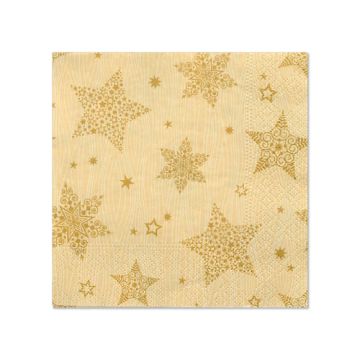 Servetten 3-laags 1/4 vouw 25 cm x 25 cm creme "Christmas Shine"