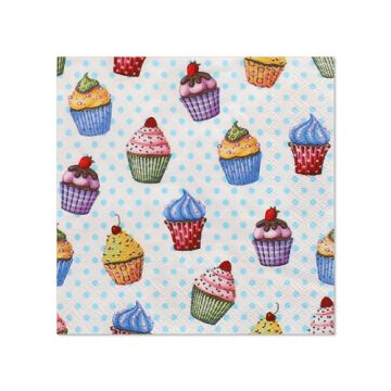 Servetten 3-laags 1/4 vouw 25 cm x 25 cm "Cupcakes"