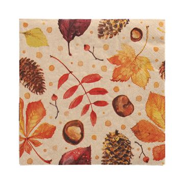 Servetten 3-laags 1/4 vouw 33 cm x 33 cm FSC "Herfstbladen" gemaakt van gerecycled papier