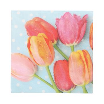 Servetten 3-laags 1/4 vouw 33 cm x 33 cm "Bella Tulipa"