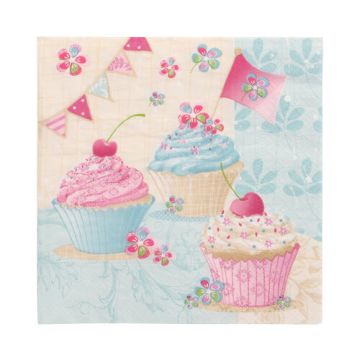 Servetten 3-laags 1/4 vouw 33 cm x 33 cm "Birthday Cup Cakes", FSC