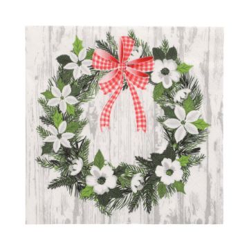 Servetten 3-laags 1/4 vouw 33 cm x 33 cm "Christmas Wreath"