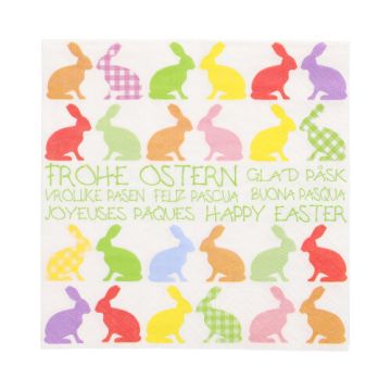 Servetten 3-laags 1/4 vouw 33 cm x 33 cm "Colourful Bunnies"