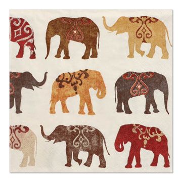 Servetten 3-laags 1/4 vouw 33 cm x 33 cm "Elephants"