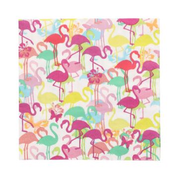 Servetten tissue 3-laags 1/4 vouw 33 x 33 cm FSC flamingo party