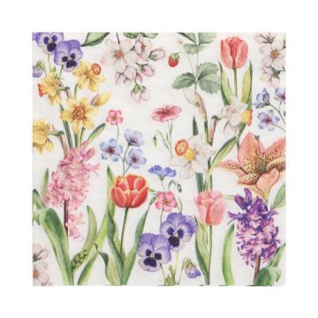 Servetten 3-laags 1/4 vouw 33 cm x 33 cm "Flower Meadow" - bloemenweide, FSC