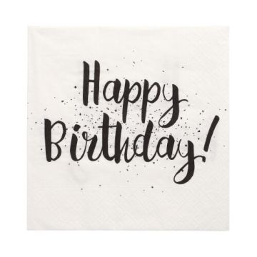 Servetten 3-laags 1/4 vouw 33 x 33 cm FSC "Happy Birthday"