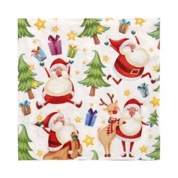 Servetten 3-laags 1/4 vouw 33 cm x 33 cm "Happy Santa"