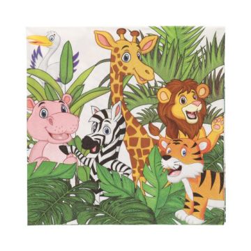 Servetten 3-laags 1/4 vouw 33 cm x 33 cm FSC verjaardag wilde dieren safari "Jungle"