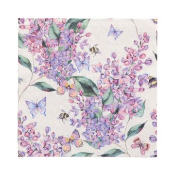 Servetten 3-laags, 1/4 vouw 33 x 33 cm, "Lilac Dream", FSC