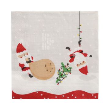 Servetten 3-laags 1/4 vouw 33 cm x 33 cm "Lutins de Noel"