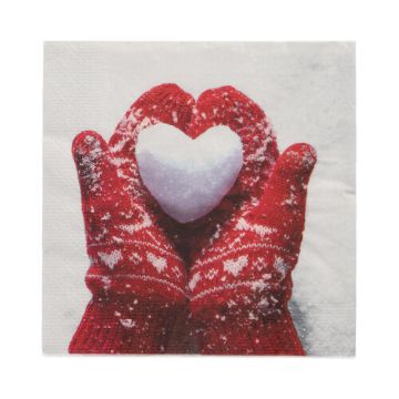 Servetten 3-laags 1/4 vouw 33 cm x 33 cm "Mittens in the Snow"