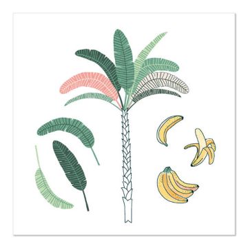 Servetten 3-laags 1/4 vouw 33 cm x 33 cm "Palm and Bananas"