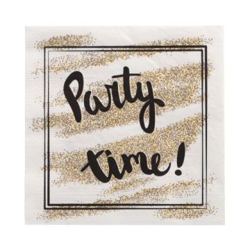 Servetten 3-laags 1/4 vouw 33 cm x 33 cm "Party Time"