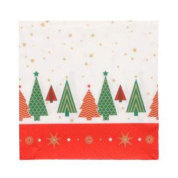 Kerstservetten 3-laags 1/4 vouw 33 x 33 cm "kerstbomen"