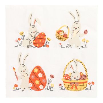 Servetten 3-laags 1/4 vouw 33 cm x 33 cm "Rabbit Parade"