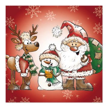 Servetten 3-laags 1/4 vouw 33 cm x 33 cm "Santa`s Companions"