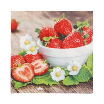 Servetten 3-laags 1/4 vouw 33 cm x 33 cm "Strawberry Taste", FSC