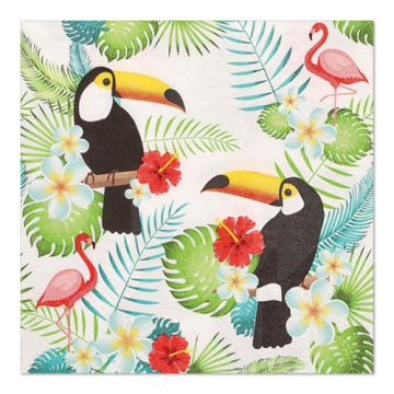 Servetten 3-laags 1/4 vouw 33 cm x 33 cm "Toucans"