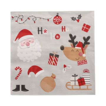 Servetten 3-laags 1/4 vouw 33 cm x 33 cm "Vive Noel"