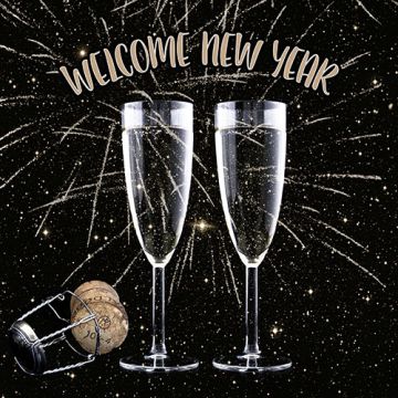 Servetten 3-laags 1/4 vouw 33 cm x 33 cm "Welcome New Year"