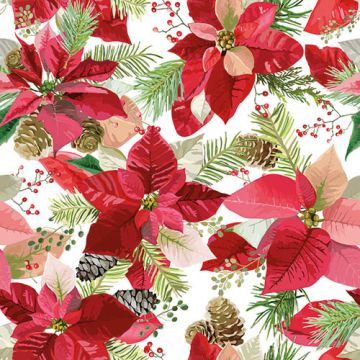 Servetten 3-laags 1/4 vouw 33 cm x 33 cm "Winter Poinsettia"