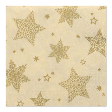 Servetten 3-laags 1/4 vouw 33 cm x 33 cm creme "Christmas Shine"