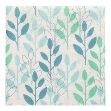 Servetten 3-laags 1/4 vouw 33 cm x 33 cm blauw "Branches"