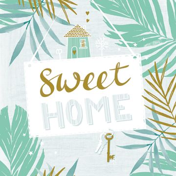 Servetten, 3-laags 1/4 vouw 33 x 33 cm mintgroen "Sweet Home"