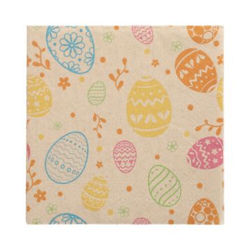 Servetten 3-laags 1/4 vouw 33 cm x 33 cm natuur "Eggs" gemaakt van gerecycled papier