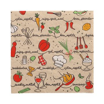 Servetten 3-laags 1/4 vouw 33 x 33 cm FSC "Eet smakelijk" gemaakt van gerecycled papier