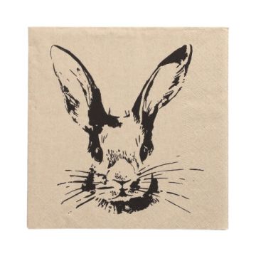 Servetten 3-laags 1/4 vouw 33 cm x 33 cm natuur "My Name is Rabbit" gemaakt van gerecycled papier