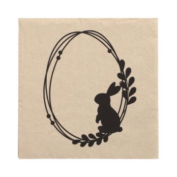 Servetten 3-laags 1/4 vouw 33 cm x 33 cm natuur "Rabbit Wreath" gemaakt van gerecycled papier