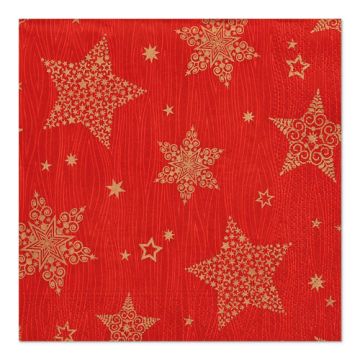 Servetten 3-laags 1/4 vouw 33 cm x 33 cm rood "Christmas Shine"