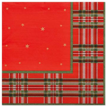 Servetten 3-laags 1/4 vouw 40 cm x 40 cm "Tartan"