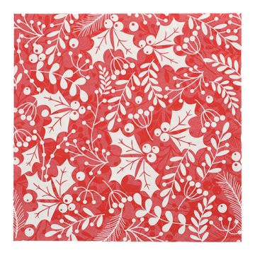 Servetten 3-laags 1/4 vouw 40 cm x 40 cm rood "Houx et Gui"