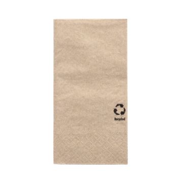 Servetten 3-laags 1/8 vouw 33 cm x 33 cm natuur gemaakt van gerecycled papier