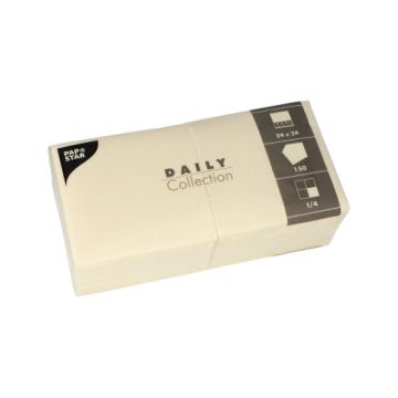 Servetten "DAILY Collection" 1/4 vouw 24 cm x 24 cm champagne