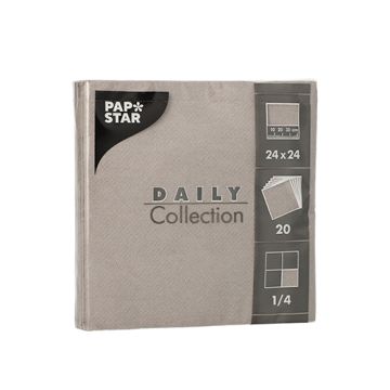 Servetten "DAILY Collection" 1/4 vouw 24 cm x 24 cm FSC grijs