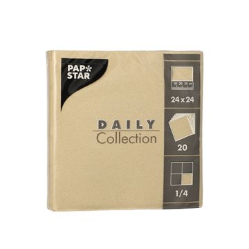 Servetten "DAILY Collection" 1/4 vouw 24 cm x 24 cm, FSC, zand